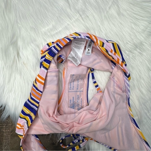 NWOT Bikini Lab Striped One Piece Swimsuit Medium - Picture 9 of 10